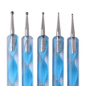 5 pcs/सेट नीला गुलाबी राइनस्टोन सजावट नाखून कला पेंटिंग ब्रश किट स्टील डोटिंग नाखून कला पेंट पेन डोटिंग पेन - Product Image 5