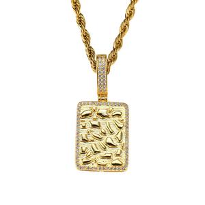 CN018 Collar con Colgante <span class=keywords><strong>de</strong></span> Latón Chapado en <span class=keywords><strong>Oro</strong></span> Estilo Hip Hop, con Micro Pavé <span class=keywords><strong>de</strong></span> Circonitas <span class=keywords><strong>y</strong></span> <span class=keywords><strong>Cadena</strong></span> <span class=keywords><strong>de</strong></span> Cuerda, <span class=keywords><strong>para</strong></span> <span class=keywords><strong>Hombre</strong></span> <span class=keywords><strong>y</strong></span> Mujer - Product Image 3