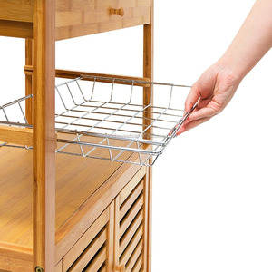 Kitchen Island <strong>Trolley</strong> with Drawer Bamboo <strong>Wheeled</strong> Kitchen Cart - Product Image 4