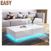 Table basse LED en bois, mobilier de salon, brillant, Simple, moderne, réglable, hauteur, panneau Antique, KD, prix d'usine
