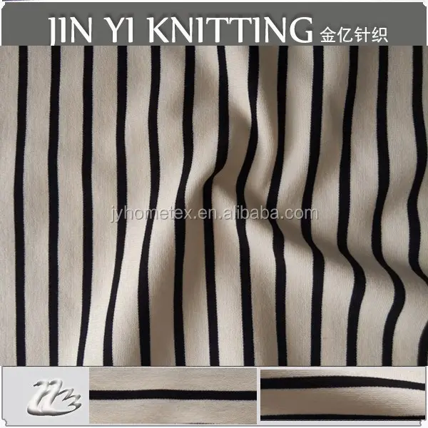 Jinyi Textiles hilo teñido blanco y negro de la raya del estiramiento Punto Roma tela del vestido