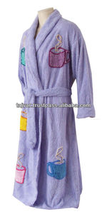 ที่ไม่ซ้ำกันการออกแบบที่นิยมขนาดที่กำหนดเองผ้าฝ้าย100% นุ่มและดูดซับกาแฟพูดคุยเสื้อคลุมอาบน้ำ - Product Image 2