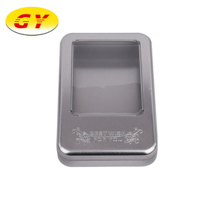 Metal <span class=keywords><strong>en</strong></span> relieve personalizado plata blanco nuevo <span class=keywords><strong>estaño</strong></span> caja de regalo con ventana de PVC - Product Image 2