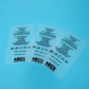 Clothing Label Maker Private Custom Silk Screen Printed Brand Washing Instruction Care TPU Labels for Swimwear
