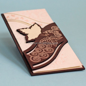 High End Wooden <strong>Heart</strong> Style Wedding Invitation <strong>Cards</strong> Creative Greeting <strong>Cards</strong> European Style Gold Stamp Invitation <strong>Cards</strong> - Product Image 5