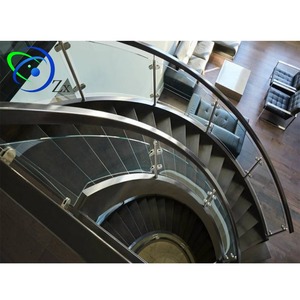 Balustrade en verre pour <span class=keywords><strong>escalier</strong></span> incurvé sur mesure/poteau en acier inoxydable avec pince à verre/rampe en verre en spirale <span class=keywords><strong>escalier</strong></span> - Product Image 1