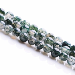 אזוב טבעי אגט 6 מ "מ עגול חרוזים אבן חן - Product Image 1
