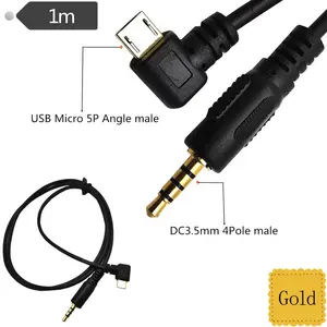 Adaptador de micro usb macho para 3.5mm 4 pólo, ângulo de 90 graus, entrada de áudio estéreo, cabo de fone de ouvido