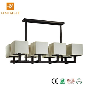 Nuevo estilo 8 E14 Hotel decoración hierro negro mate tela colgante Luz - Product Image 1