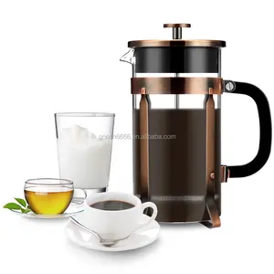 Mesin Kopi French Press, Pembuat Kopi Tembaga 1-Liter 8-Cup Cafetiere