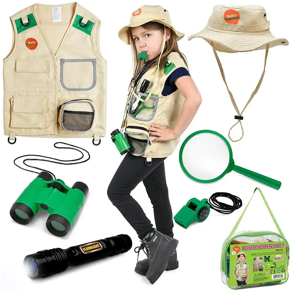 Kids Outdoor Explorer Kit Met Achtertuin Safari Hoed Voor Natuur, Zoo Keeper,Park Ranger,Paleontology, bug Vangen, Kamperen, Wandelen