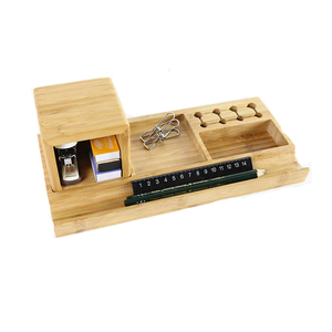 Organisateur de <span class=keywords><strong>bureau</strong></span> en bambou, économiseur d'espace pour fournitures de <span class=keywords><strong>bureau</strong></span>, porte-stylos, papiers, <span class=keywords><strong>rangement</strong></span> d'accessoires - Product Image 1