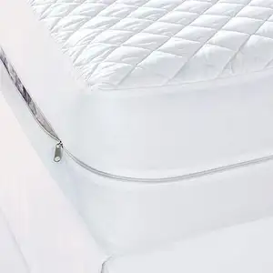 Su geçirmez tahta kurusu kapitone yatak örtüsü ile fermuar için otel ve hastane