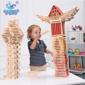 Diy creative kids learn and play educational toy colorful printing wooden construction blocks - Product Image 4