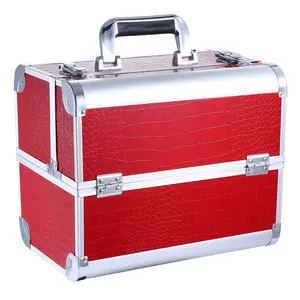 Big Black Red Eyebrow Tattoo Tool Box PU Leather Permanent Makeup Travel Case Aluminum Eyelash Extension Kit Case With Lock