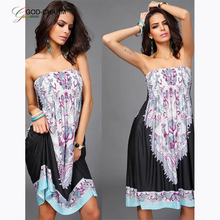 *GC-66862816 2022 new Wholesale Ladies Fashion Traditional Elastic Band High Waist Mini Printed Dress Sexy Africa+Clothing