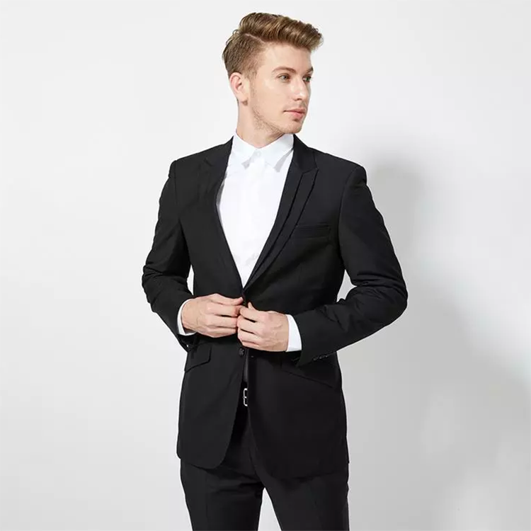black slacks white shirt black tie