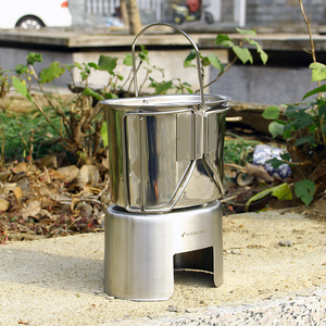 Stufa a Legna in Acciaio Inox Tiartisan con Pentola in Acciaio Inox per Campeggio, Escursionismo, Picnic, Utensili da Cucina Ultraleggeri - Product Image 2