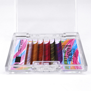 रंगीन झूठी पलकें 8-12mm इंद्रधनुष व्यक्तिगत बरौनी 0.07mm - Product Image 2