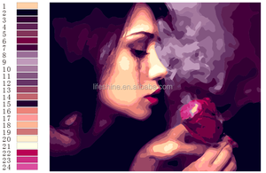 Jolie dame baiser rouge rose BRICOLAGE <span class=keywords><strong>peinture</strong></span> par numéros <span class=keywords><strong>peinture</strong></span> à l'huile toile avec cadre <span class=keywords><strong>art</strong></span> mural - Product Image 2