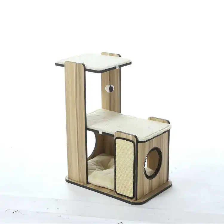 Cina fabbrica animale domestico gatto di casa di legno, di promozione a buon mercato cat scratcher albero gatto albero di legno