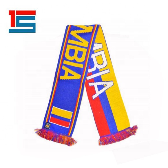 Изготовленные на заказ трикотажные колумбийские жаккардовые или печатные акриловые полиэфирные футбольные Клубные Поклонники наборы шарфов и шляп