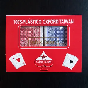 Baralho de jogo de cartas de plástico texas hold'em, cartas jogar pvc pokers jogos de tabuleiro vermelho e azul à prova d' água