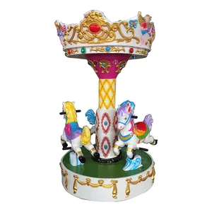 theme park 3 seats Angel kiddie ride mini carousel horse for sale