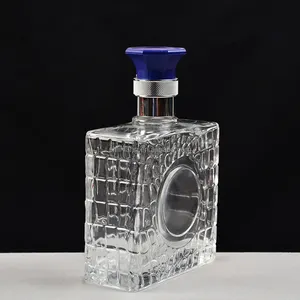 Shanghai Linlang 500ml engraving embossed glass spirit tequila bottle wine glass