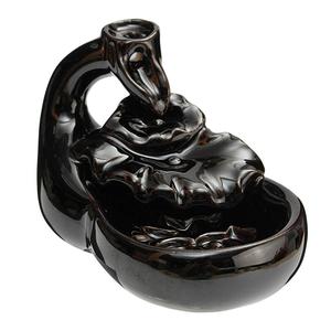 Noir Porcelaine D'encens Cône Porte-Brûleur En Céramique Lotus Étang Reflux De Fumée Parfumée <span class=keywords><strong>Cense</strong></span> - Product Image 4