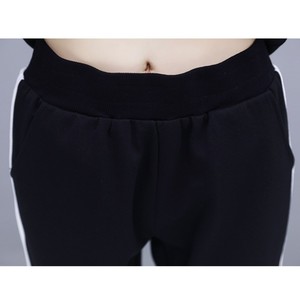Beyaz siyah kadınlar uzun kollu 2 parça Set üstleri + pantolon spor takım elbise - Product Image 5