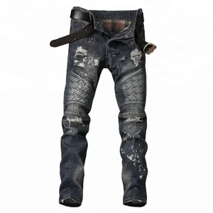 Commercio all'ingrosso Euro Fashion Style Mens Jeans Skinny RIpped Denim Pantaloni Per Gli Uomini