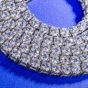 KRKC&amp;CO Hip Hop Jewelry Gifts 5A CZ Stones Iced Out Necklace 3MM White Gold Plated <strong>Mens</strong> ZIRCON <strong>Tennis</strong> <strong>Chain</strong> for Women <strong>Men</strong> - Product Image 4