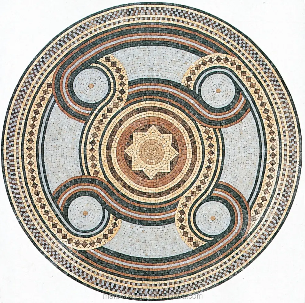 Carrelage de sol en mosaïque de forme ronde, blanc, design unique, motifs