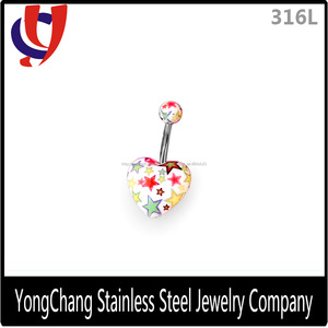 Buen diseño 2015 <span class=keywords><strong>en</strong></span> forma de corazón de la barra <span class=keywords><strong>del</strong></span> plátano de acrílico anillos <span class=keywords><strong>del</strong></span> botón de vientre - Product Image 6
