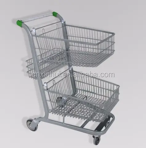 Carrinho de compras novo design com duas cestas trazer conveniente