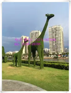 Groothandel 4 M Kunstmatige Topiary Giraffe Dieren, Nep Plastic Kunstmatige Gras Cutter Dier Voor Tuin Decoratie