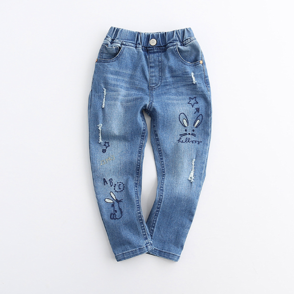 Детские джинсовые брюки PHB20730 для девочек с мультяшным дизайном на весну 2017