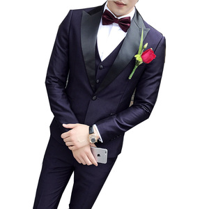 <span class=keywords><strong>Nero</strong></span>/Blu/Viola Abiti Da Uomo <span class=keywords><strong>Smoking</strong></span> Dello <span class=keywords><strong>Sposo</strong></span> One Button abito Slim Fit vestito Da Pranzo di Nozze 3 Pezzi del Cappotto della Giacca Sportiva (Jacket + Pants + Vest) - Product Image 2