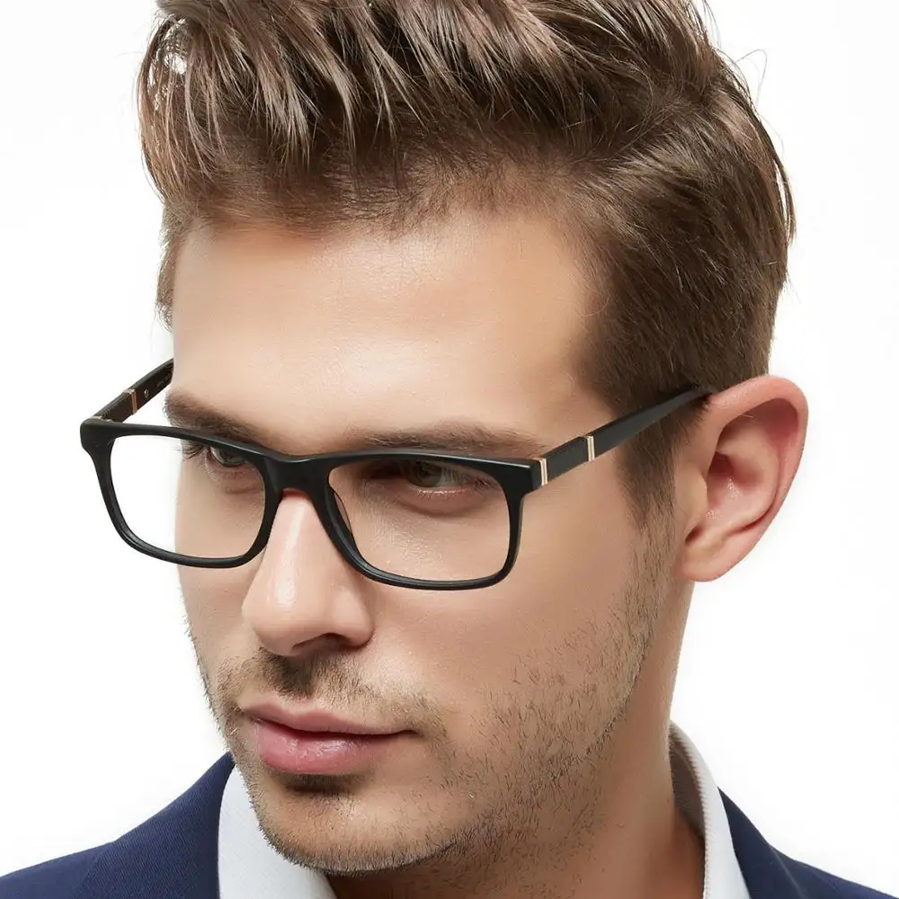 Glasses Frames Men Acetate Eyeglasses Frame Optical Eyewear Blue Demi Grey Retro Rectangle Spectacle Male GLASSES