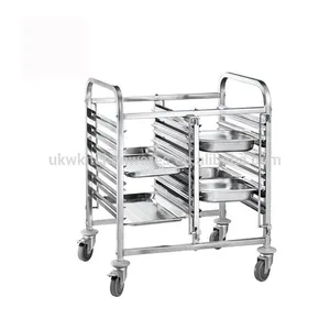 In acciaio A Doppia Linea di M Forma Rail Tubo Quadrato 6X2 GN 1/1 Vassoio della Vaschetta Trolley Hotel Ristorante Cucina Sevice ristorazione Mobile Carrelli