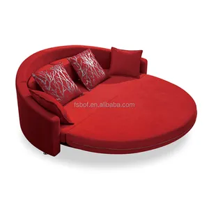 Einfache design stoff/leder runde sofa-bett mit rot LS820