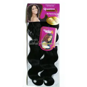 Günstige großhandel top qualität reines synthetische brasilianische haar verlängerung Entzückende QUTTRO INDISCHE CURL 4 teile/los haar schuss mit fringe