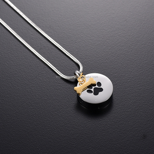 Zaijd9922 — breloque en os de <span class=keywords><strong>chien</strong></span> doré, collier rond en acier inoxydable, médaillon Urn imprimé de patte, bijoux, souvenir pour ceintures - Product Image 2