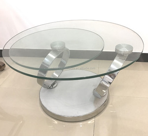 <span class=keywords><strong>Table</strong></span> <span class=keywords><strong>basse</strong></span> en verre avec cadre en métal de forme ronde pivotante au <span class=keywords><strong>design</strong></span> unique en gros - Product Image 1