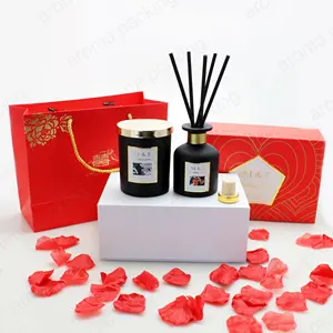 China Leverancier Luxe Kaars Jar Black Parfum Essentiële Oliën Reed Diffuser Glazen Fles Met Verpakking