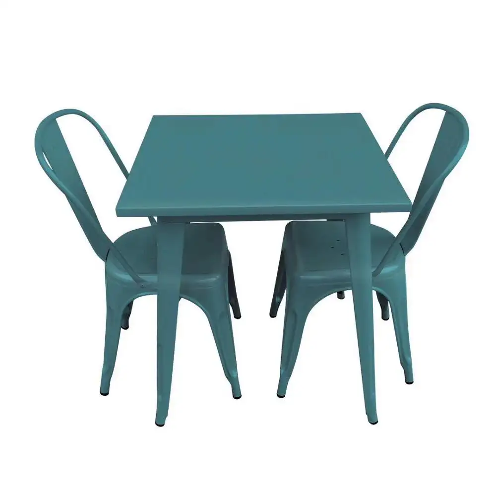 Venda por atacado barato francês restaurante usado mobiliário sala de jantar industrial vintage mesa de jantar com cadeira fixada