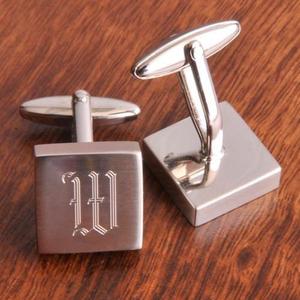 Personalizado cuadrado Gunmetal mancuernas para regalos padrinos - Product Image 5
