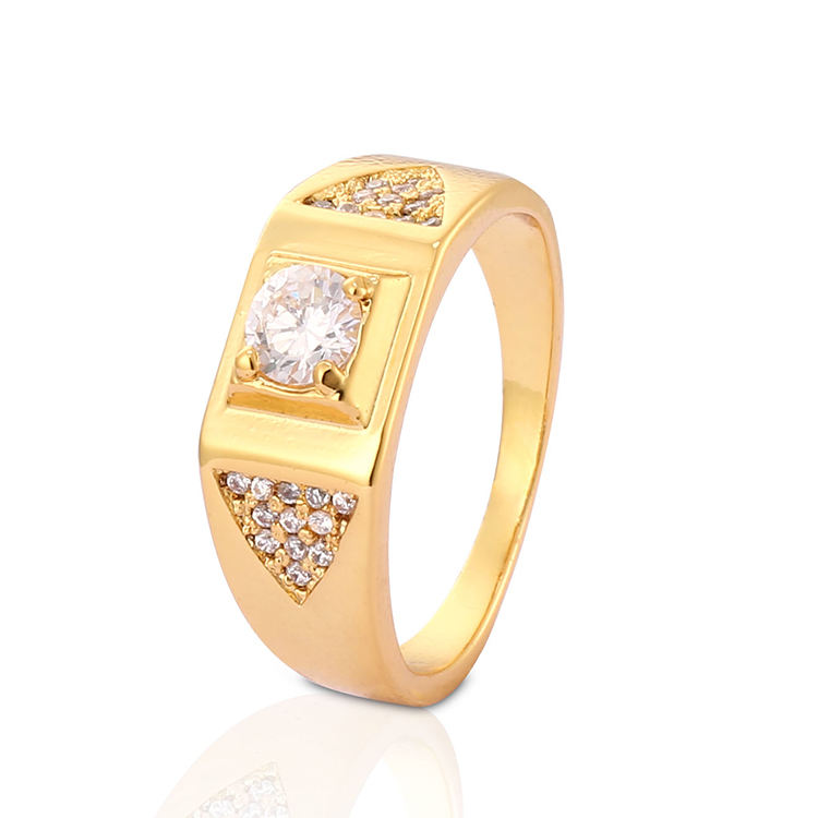 Classic 18k Gold Plated Women's Vintage Style Zircon Ring