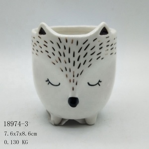 De cerámica maceta suculenta olla Fox en forma de <span class=keywords><strong>Cactus</strong></span> planta sin bandeja de bambú para la casa de escritorio de oficina - Product Image 2